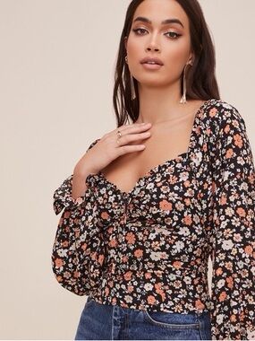 ASTR The Label Floral Smocked Back Blouse